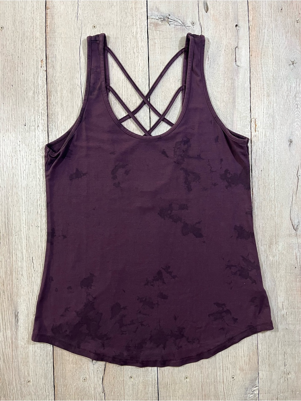 Empyre Cross Cross Back Tank Top Dark Purple Tie Dye Size M